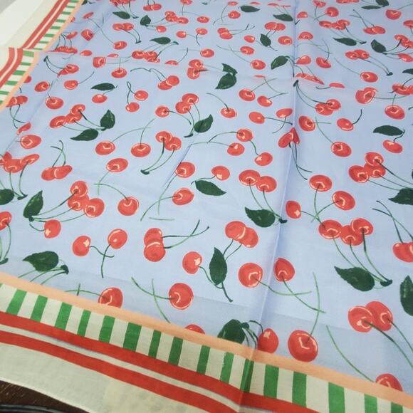 Anthropologie Maeve Cherry print 100% Silk scarf Square 35" New with tags - Picture 1 of 9